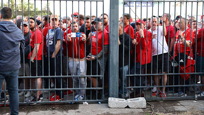 Liverpool fans outside the Champions League final in Paris